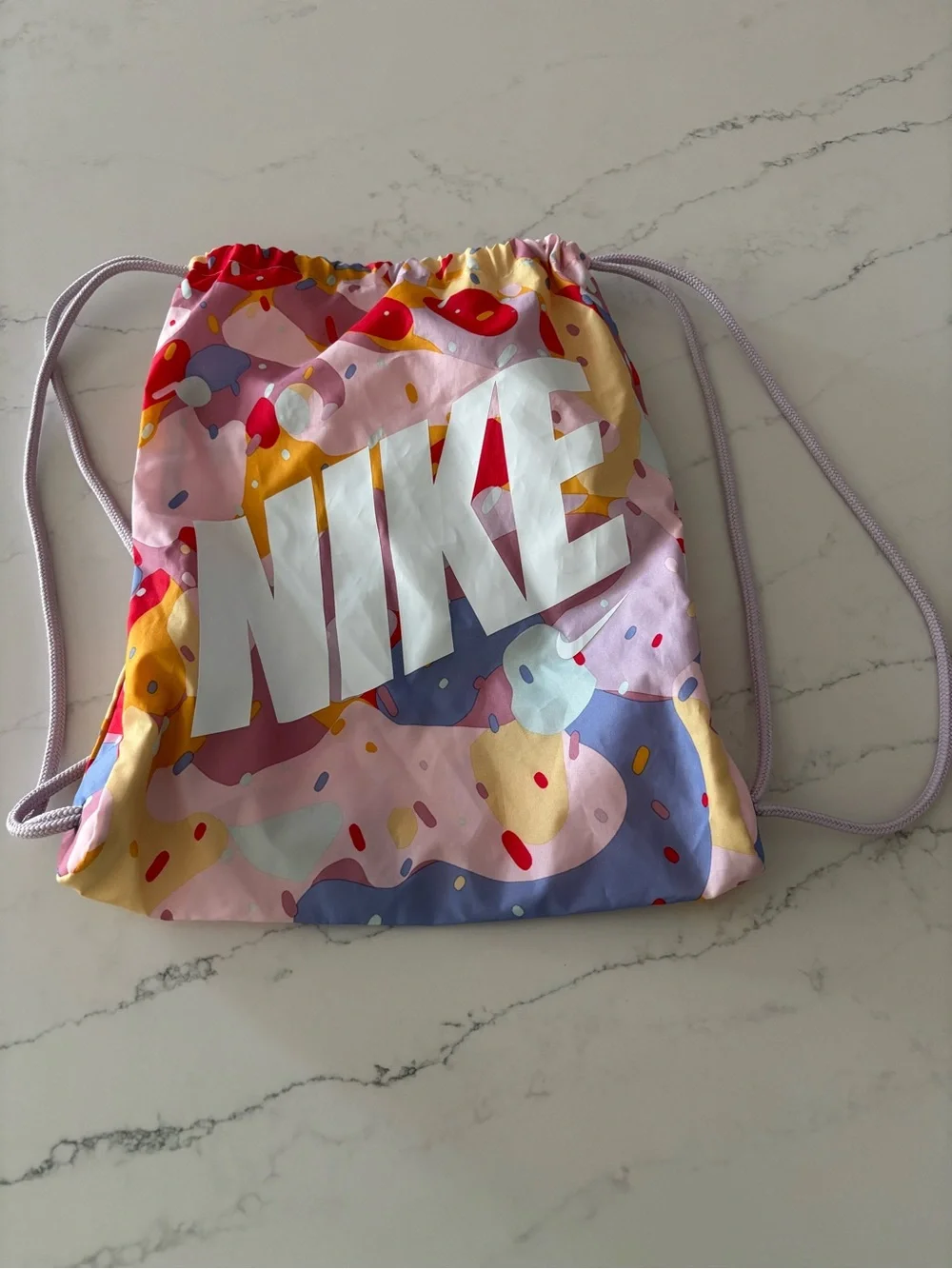 Nike Multicolor Pink Purple Yellow Abstract Drawstring Bag